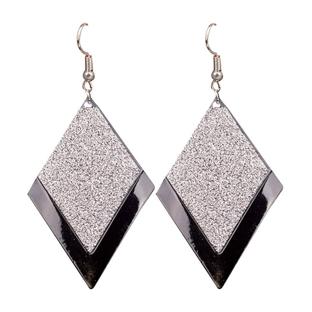 Women's Jewelry Elegant Geometric Rhombus Dangle Drop Statement Stud Earrings